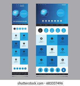 Responsive One Page Website Template - Header Design with Earth Globe - Desktop and Mobile Version