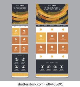 Responsive One Page Website Template - Header Design with Abstract Background - Desktop and Mobile Version