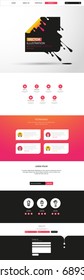 Responsive One Page Website Template With Header Design . Vector Website Wireframe Illustartion.