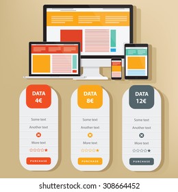 Responsive and price design on brown background,clean vector
