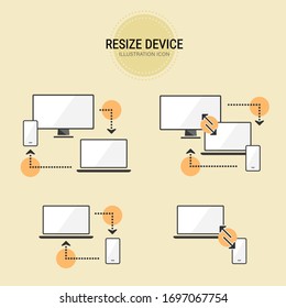 Responsive resize vector illustration: optimizing web pages for devices with arrow icons