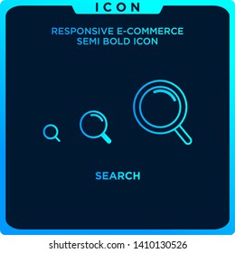 responsive search icon, magnifying glass black thin line ecommerce. Vector online shopping icon. modern logo template and graphic linear art design isolated on black background