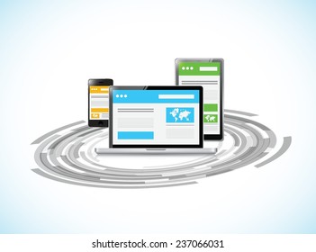 responsive technology sites concept illustration design over a white background
