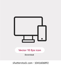 Responsive vector icon. Pc, phone symbol. Linear style sign for mobile concept and web design. responsive symbol logo illustration. vector graphics - Vector.