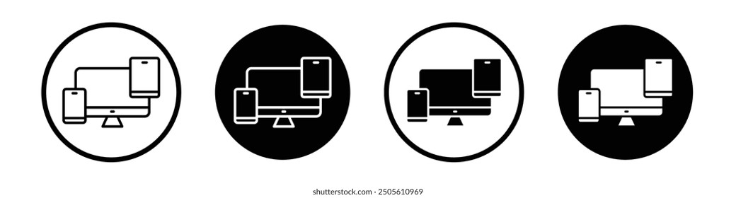 Responsive vector icon set black filled and outlined style.