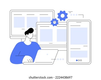 Responsive web design abstract concept vector illustration. Website frontend development, all screens UI and UX, web page mobile version, flexible grid and layout, CSS media query abstract metaphor.