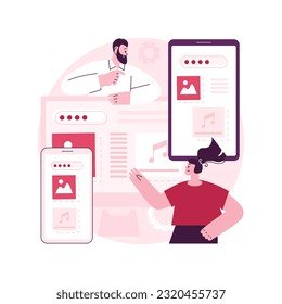 Responsive web design abstract concept vector illustration. Website frontend development, all screens UI and UX, web page mobile version, flexible grid and layout, CSS media query abstract metaphor.