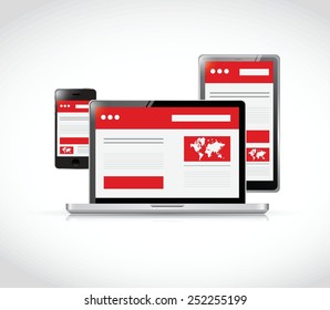 responsive web design. computer electronics illustration design over a white background