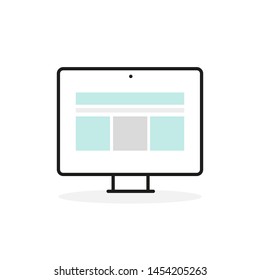 Responsive web design. Desktop computer icon. Web development, user experience. Vector illustration, flat design