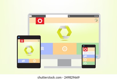 Responsive web design for different devices, flat style. Vector illustration. Eps 10
