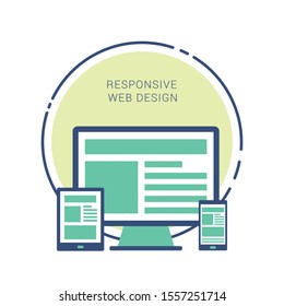 Responsive web design in electronic devices vector