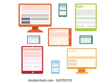 responsive web design, elements are displayed on different devices