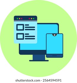 Responsive Web Design Flat Multi Color Vector Icon Design