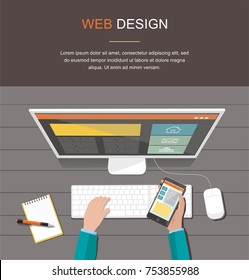 Responsive web design. Flat vector design style concept.	

