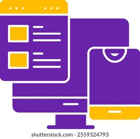 Responsive Web Design Glyph Two Color Vector Icon Design