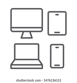 Responsive web design icon isolated on white background. Digital devices symbol modern, simple, vector, icon for website design, mobile app, ui. Vector Illustration