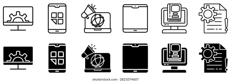 Responsive web design icon set. e-book-reader and html5-css3 symbol. Vector illustration