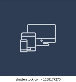 Responsive Web Design icon. Trendy flat vector line Responsive Web Design icon on dark blue background from Technology collection. 