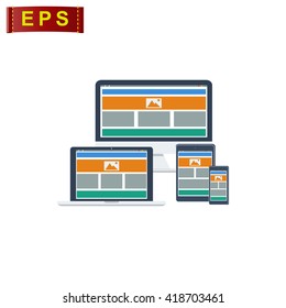 responsive web design icon, vector web design sign, isolated electronic devices icon