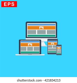 responsive web design icon, vector web design sign, isolated electronic devices icon
