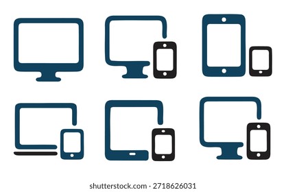 reaktionsschnelle Webdesign-Symbole für Desktop- und mobile Geräte