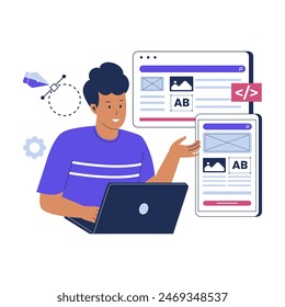 Responsive web design illustration concept. Illustration for websites, landing pages, mobile applications, posters and banners. Trendy flat vector illustration