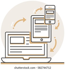 Responsive Web Design - Infographic Icon Elements from Creative Process Set. Flat Thin Line Icon Pictogram for Website and Mobile Application Graphics.