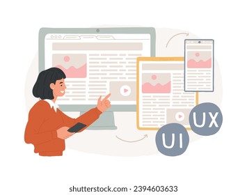 Responsive web design isolated concept vector illustration. Website frontend development, all screens UI and UX, web page mobile version, flexible grid and layout, CSS media query vector concept.