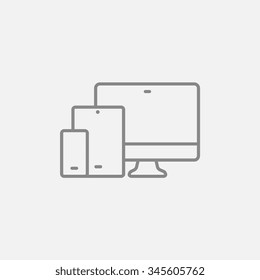 Responsive Web Design Line Icon For Web, Mobile And Infographics. Vector Dark Grey Icon Isolated On Light Grey Background.