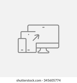 Responsive web design line icon for web, mobile and infographics. Vector dark grey icon isolated on light grey background.