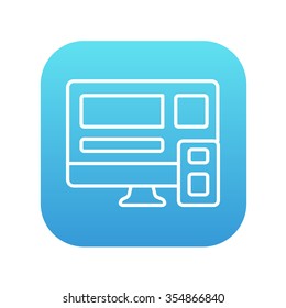 Responsive web design line icon for web, mobile and infographics. Vector white icon on the blue gradient square with rounded corners isolated on white background.