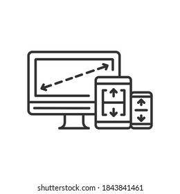 Responsive web design. Minimalist pages layout template adaptive for all devices - computer, tablet and smartphone. Vector black icon.