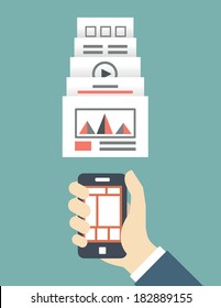 Responsive web design of mobile application for device - vector illustration  