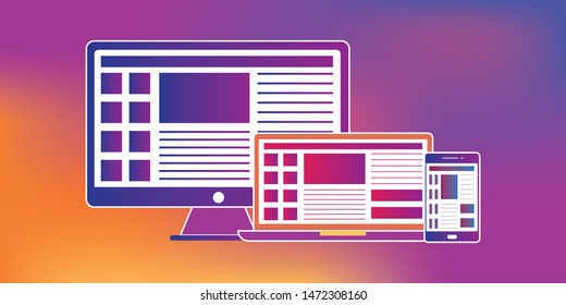 Responsive web design in modern flat vector style concept image 