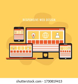 Responsive web design in modern flat vector style concept