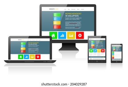Responsive web design on different devices - vector illustration