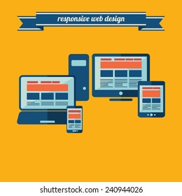 Responsive web design on different devices-masses of copy space for your text - EPS10 vector background 