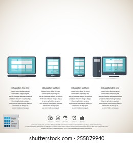 Responsive web design on different devices - with masses of copy space for your text - EPS10 vector - All elements are in separate layer.