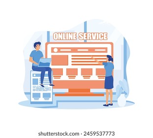 Responsive web design online service or platform. Adaptive content presentation on different web pages. flat vector modern illustration 