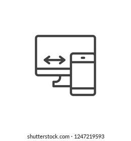 Responsive web design outline icon. linear style sign for mobile concept and web design. PC monitor and mobile phone simple line vector icon. Symbol, logo illustration. Pixel perfect vector graphics
