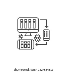 Responsive Web Design Related Vector Thin Line Icon. Isolated on White Background. Editable Stroke. Vector Illustration.