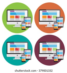 Responsive web design round icons.