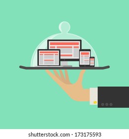 Responsive Web Design Service Concept. Vector