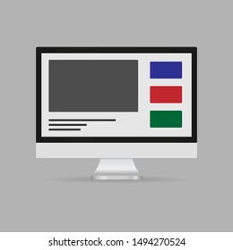 Responsive web design. Set web page on computer.