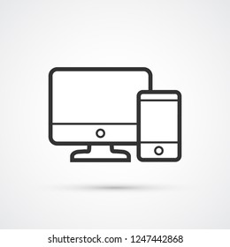 Responsive web design trendy style black icon. Vector illustration