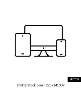 Responsive web design vector icon in line style design for website, app, UI, isolated on white background. Editable stroke. EPS 10 vector illustration.