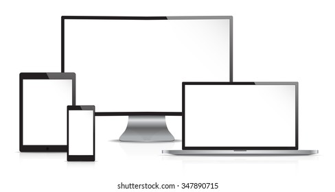 Responsive Web Design. Vector Of Non Branded Electronic Devices. Front View. Copy Space.