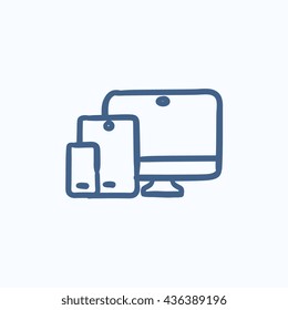 Responsive web design vector sketch icon isolated on background. Hand drawn Responsive web design icon. Responsive web design sketch icon for infographic, website or app.