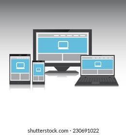 Responsive web design website template on the screen