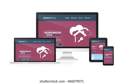 Responsive Web Desing On Different Devices. Vector Illustration.